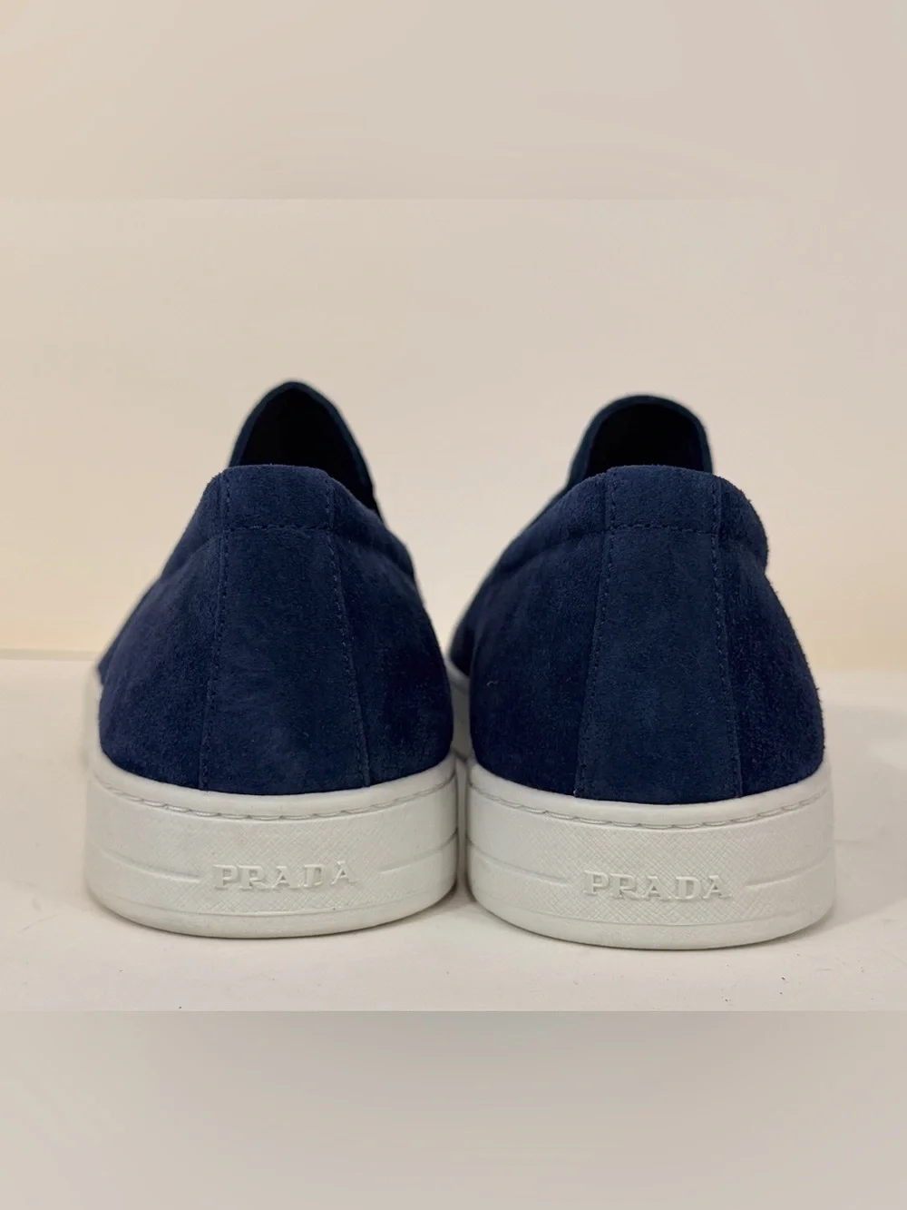 Prada Navy Suede Slip-On Loafers